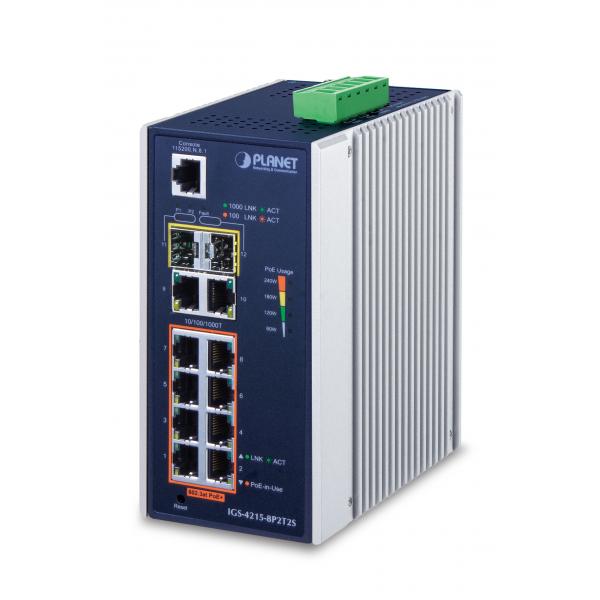 Planet IGS-4215-8P2T2S switch di rete Gestito L2/L4 Gigabit Ethernet (10/100/1000) Nero Supporto Power over Ethernet (PoE)