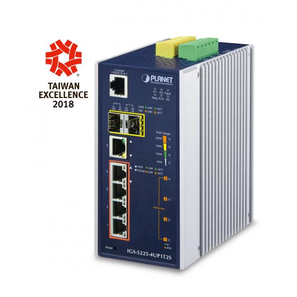 PLANET IGS-5225-4UP1T2S switch di rete Gestito L2+ Gigabit Ethernet (10/100/1000) Supporto Power over Ethernet (PoE) Blu, Argento