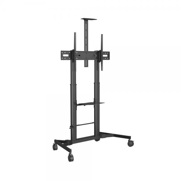 Vision VFM-F25 supporto da tavolo per Tv a schermo piatto 2,54 m [100] Nero Pavimento (VISION Display Floor Stand - LIFETIME WARRANTY - Cart fits display 55-100 with VESA sizes up to 1000 x 600 - crank handle adjusts height - height to centre of screen 1335-1635 mm / 53-64 - laptop and video conference shelves included - SWL 80 kg / 176 lb - Black)