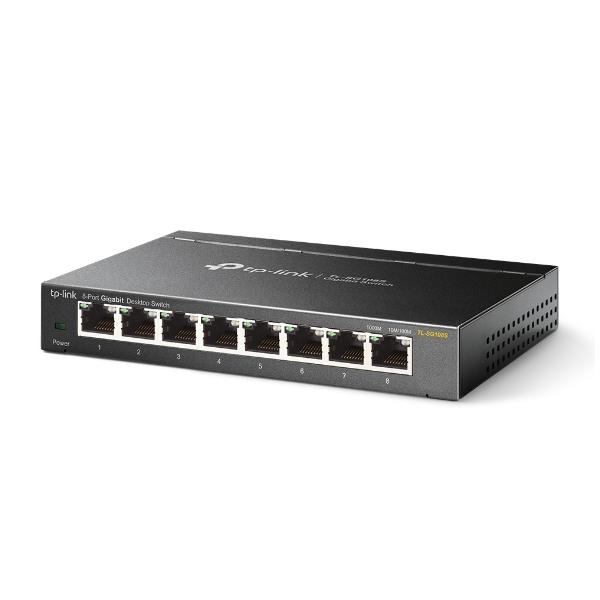 TP-Link TL-Sg108s Switch 8 Porte Gigabit Ethernet Non Gestito L2 Metallo Black