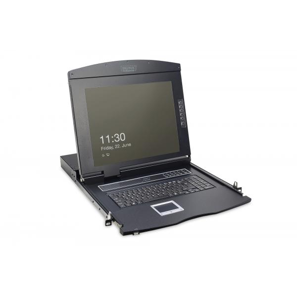 Digitus Console modulare con TFT da 17" (43,2 cm), 1 porta KVM e touchpad, tastiera tedesca