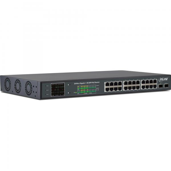 InLine PoE+ Gigabit Network Switch 24 porte, 1Gb/s, 2xSFP, 19" (incl. staffe)