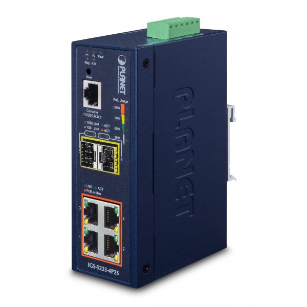 PLANET IGS-5225-4P2S switch di rete Gestito L2+ Gigabit Ethernet (10/100/1000) Supporto Power over Ethernet (PoE) Blu