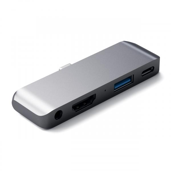 Hub Dock Type C Multiport Spacegray Hdmi4k-1usbc-1usb3-jack