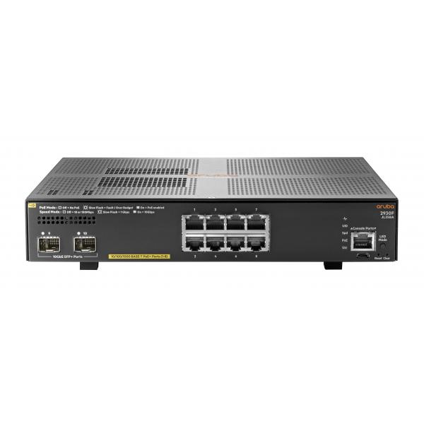 HPE Aruba 2930F 8G PoE+ 2SFP+ Gestito L3 Gigabit Ethernet [10/100/1000] Supporto Power over Ethernet [PoE] 1U (HP Switch 2930F-8G 8xGBit/2xSFP+ PoE+ JL258A)