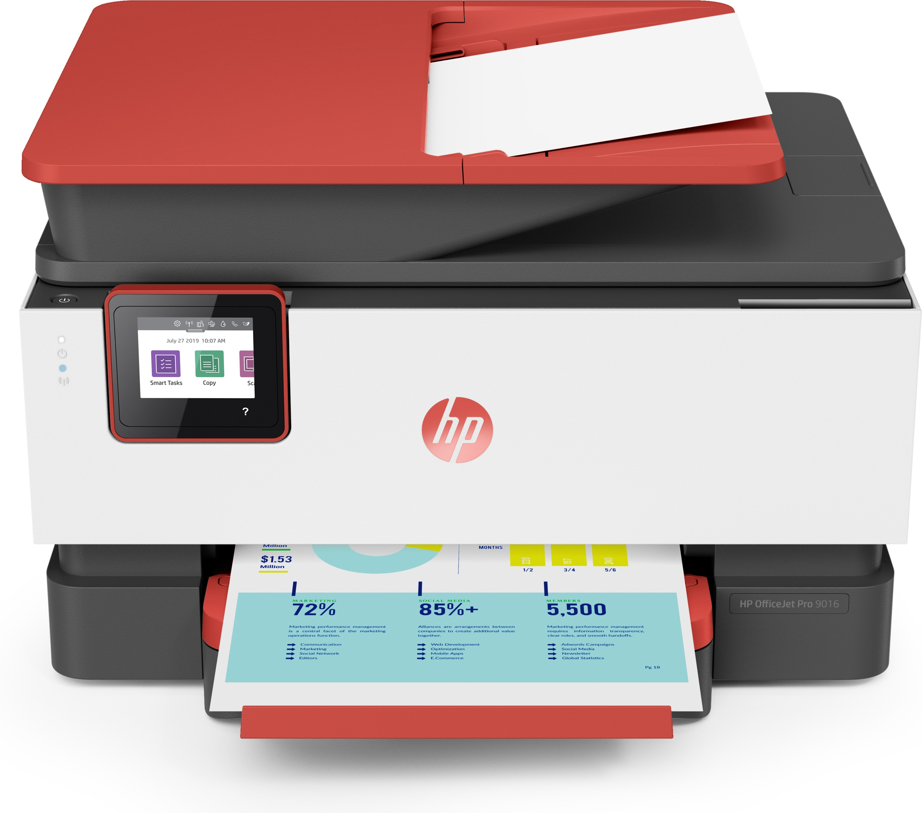 HP OfficeJet Pro 9016 Getto termico d'inchiostro A4 4800 x 1200 DPI 22 ppm Wi-Fi (HP Officejet Pro 9016 - A4 colour InkJet Multifunction Printer Copy Scan Fax USB LAN WiFi)