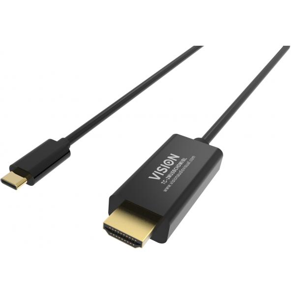 Vision Professional InstallatioN-Grade UsB-C To Hdmi Cable - 4k @ 60 Hz - UsB-C 3.1 (m) To Hdmi (m) - Outer Diameter 4.5 Mm - 32 Awg - 2 M - Black