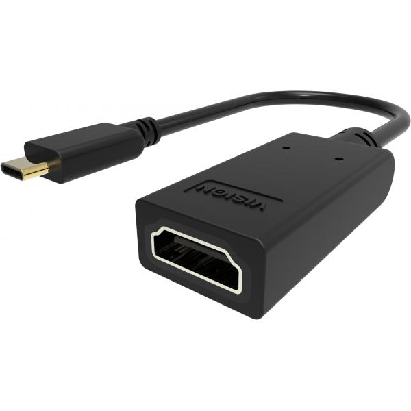 Vision Professional InstallatioN-Grade UsB-C To Hdmi Adapter - Plugs Into UsB-C And Has FulL-Sized Usb Socket - Maximum Resolution 4k 30 Hz - UsB-C 3