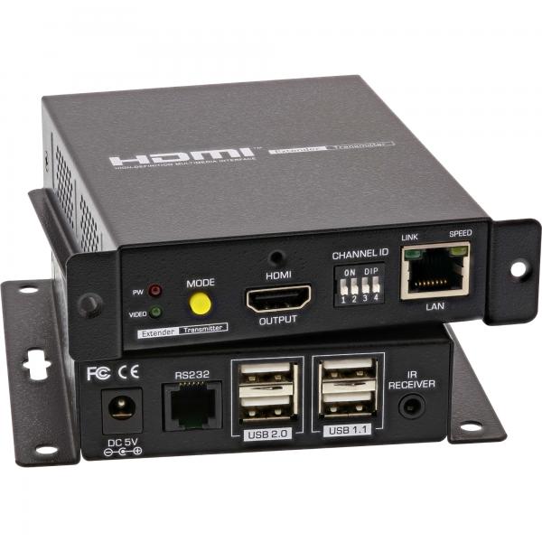 InLine KVM USB HDMI Extender IP, via lan RJ45, UTP, 4K, 100m
