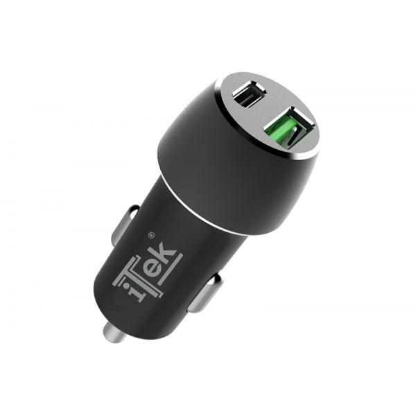 Caricabatteria per auto da 42W- 6A(2x3A) con 2 porte: PD+QC3.0-  Smart IC