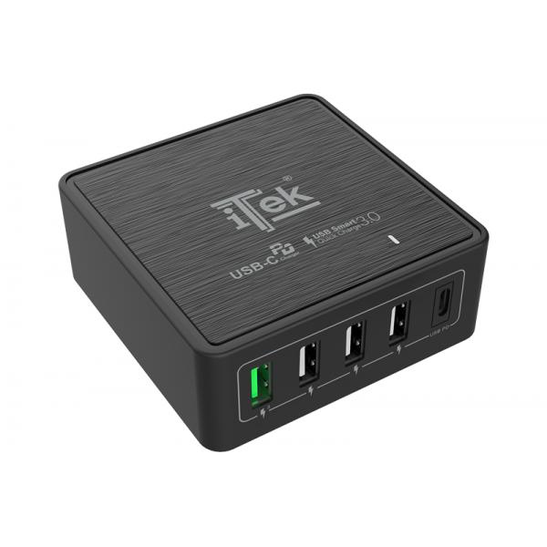 Caricabatteria da tavolo da 60W- 13.2A(2x3A- 3x2.4A) con 5 porte: 1xUSB-C PD- 3xUSB Smart- 1xQC3.0- Smart IC