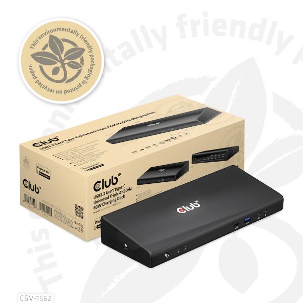 Club3d CSV-1562 USB-C 3.2 UNIV.3X 4K CHARG.DOCK 60W