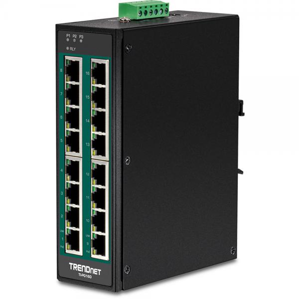 Trendnet TI-PG160 switch di rete Non gestito Gigabit Ethernet (10/100/1000) Supporto Power over Ethernet (PoE) Nero