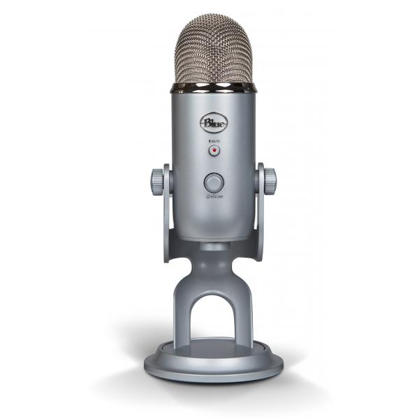 Microfono USB - Yeti blu - Per registrazione, streaming, giochi, podcast su PC o Mac - Argento