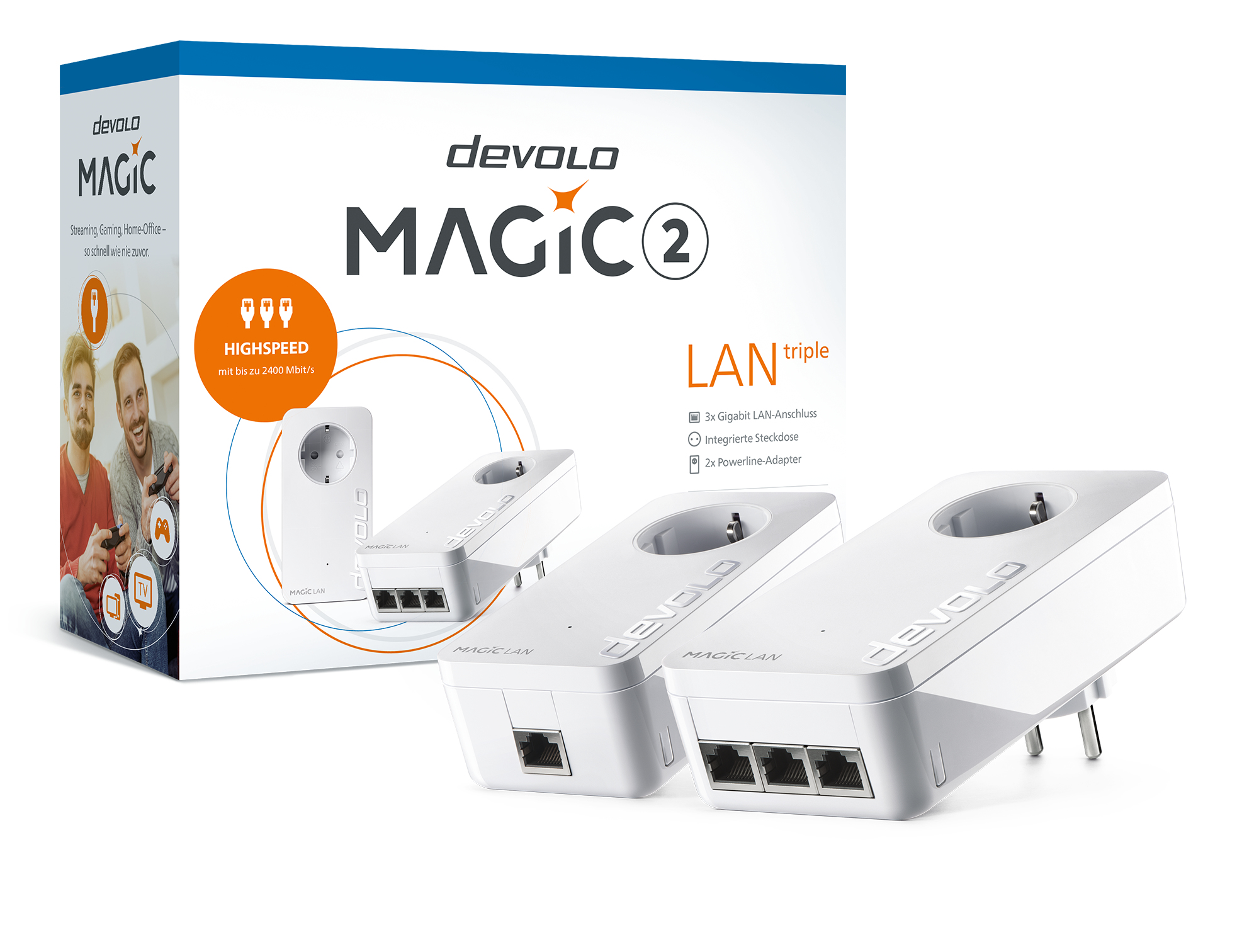 Devolo Magic 2 LAN triple Starter Kit 2400 Mbit/s Collegamento ethernet LAN Bianco 2 pz (MAGIC 2 LAN TRIPLE S.KIT - STARTER)