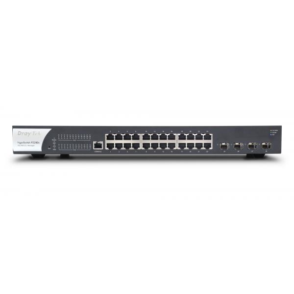 Draytek VSP2280X-K switch di rete Gestito L2 Gigabit Ethernet [10/100/1000] Supporto Power over Ethernet [PoE] 1U Nero (DRAYTEK VIGORSWITCH P2280X 24GB POE+PORT)