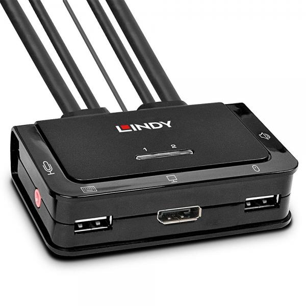 Switch KVM DisplayPort 1.2, USB 2.0 & Audio, 2 Porte
