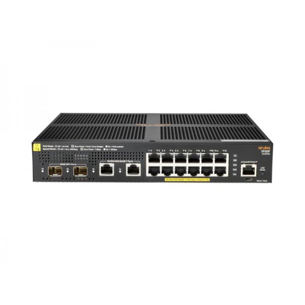 Hewlett Packard Enterprise Aruba 2930F 12G PoE+ 2G/2SFP+ Gestito L3 Gigabit Ethernet (10/100/1000) Nero 1U Supporto Power over Ethernet (PoE)