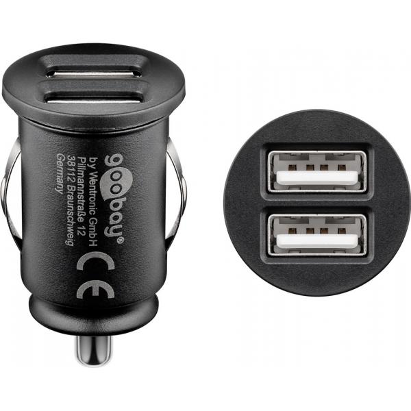Goobay Caricatore Compatto da Auto/Camion 2 porte USB max.24W/4.8A Nero - Immagine 1