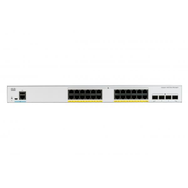 Cisco Catalyst 1000-24P-4G-L - Switch - gestito - 24 x 10/100/1000 (PoE+) + 4 x Gigabit SFP (uplink) - montabile su rack - PoE+ (195 W)