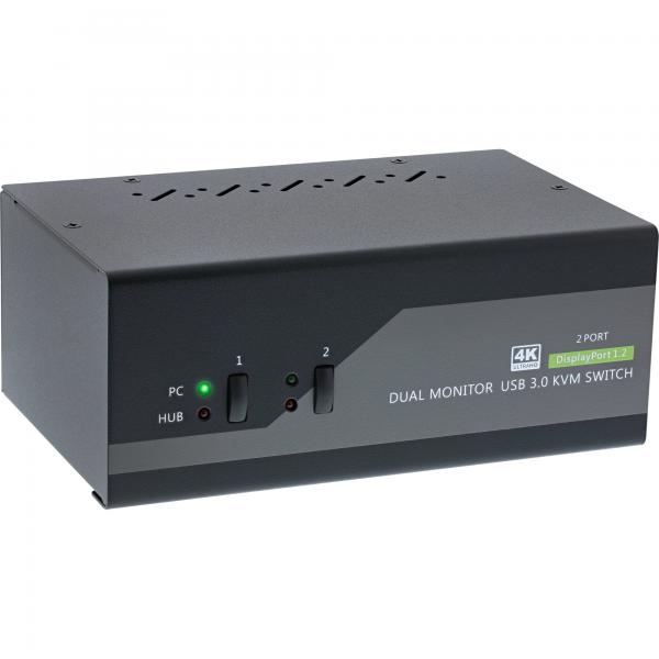 InLine Switch KVM Desktop , 2 porte, Dual-Monitor DP 1.2, 4K, USB 3.0, Audio