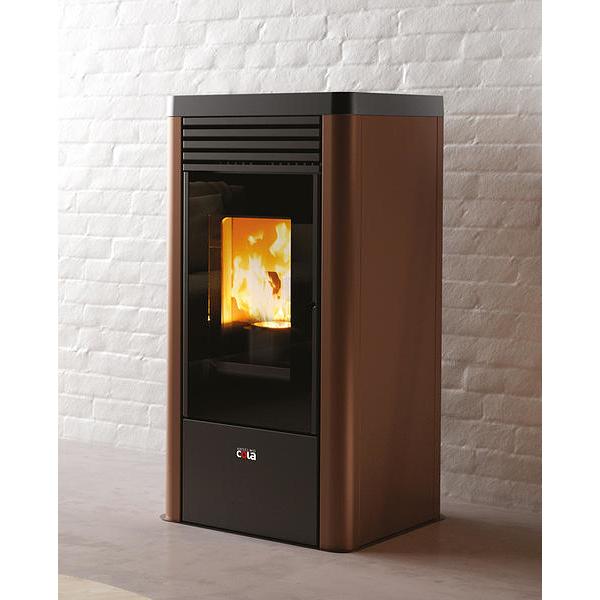 Cola LA12X80Y Klean Stufa a Pellet Libera Installazione 8,27 - 2,58 kW Efficienza 90,42% con Cassetto Cenere Posteriore (50,2x50,2x101 cm) colore Bronzo