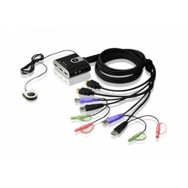 Aten Nero Cs692-At 2 Porte Switch Kvm Hdmi Usb 1920 X 1200 Pixel - Immagine 2