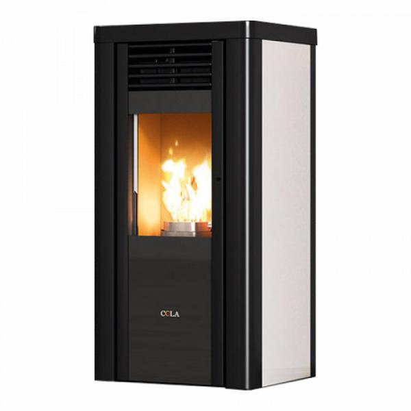 COLA LA23JR0Y Stufa a Pellet PUPILLA Capacita' 20 kg Telecomando Incluso Display Integrato Cassetto Cenere Estraibile Temperatura Regolabile Posizionamento Libera Installazione colore Bianco