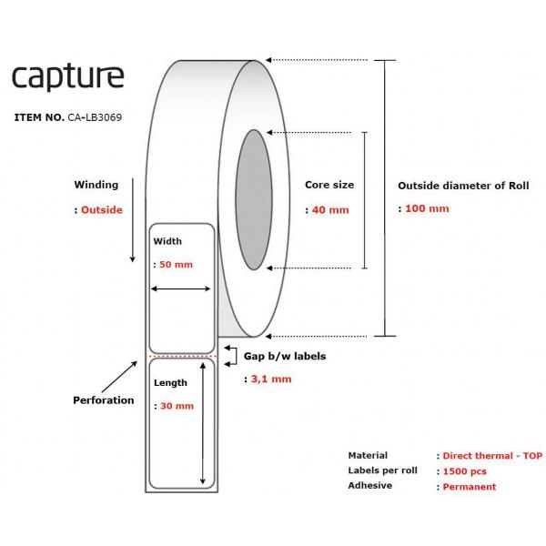 Label 50x30, Core 40,