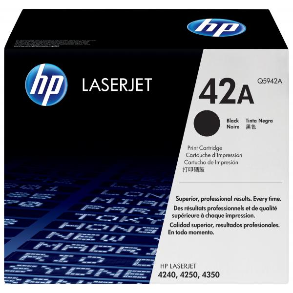 HP Cartuccia Toner originale nero LaserJet 42A (HP 42A Black Standard Capacity Toner 10K pages for HP LaserJet 4250/4350 - Q5942A)