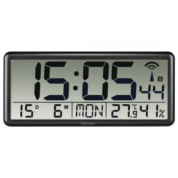 Hama Jumbo Orologio digitale Rettangolo Nero (Hama Digitale Funkwanduhr Jumbo schwar)
