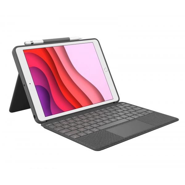 Logitech Combo Touch Grafite Smart Connector QWERTY Inglese UK (COMBO TOUCH F/ IPAD 7TH AND 8TH - GENERATION GRAPHITE - UK - INTNL) - Versione UK