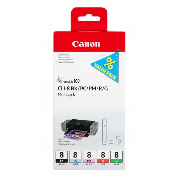 Canon ClI-8 Cartuccia D'inchiostro 5 Pz Originale Ciano Per Foto, Magenta Per Foto