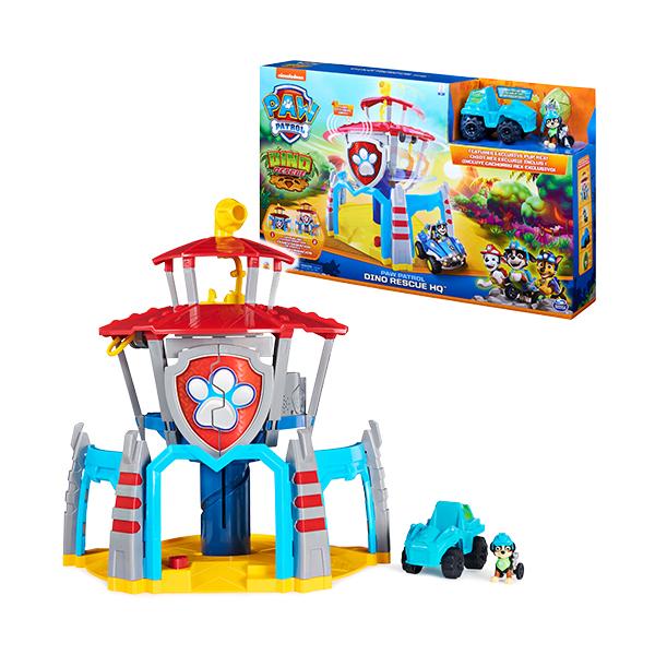 PAW Patrol , Quartiere Generale Dino con effetti sonori, esclusivo personaggio Rex e veicolo (Spin Master PP Dino Headquarters - 605)