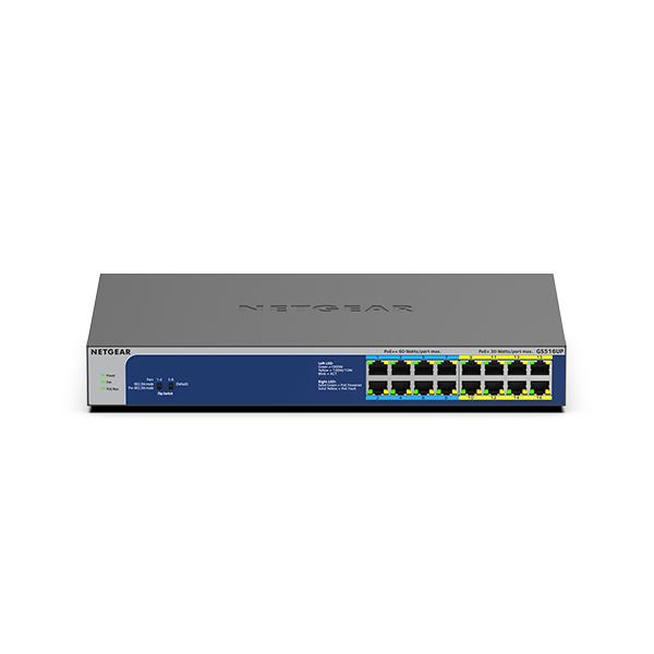 Netgear GS516UP Non gestito Gigabit Ethernet (10/100/1000) Grigio Supporto Power over Ethernet (PoE)