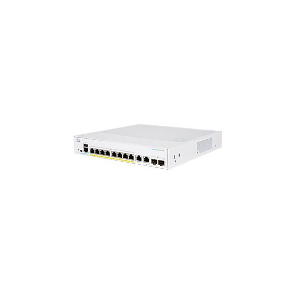 Cisco Business 350 Series 350-8FP-2G - Switch - L3 - gestito - 8 x 10/100/1000 (PoE+) + 2 x combinazione Gigabit Ethernet/Gigabit SFP - montabile su rack - PoE+ (120 W)