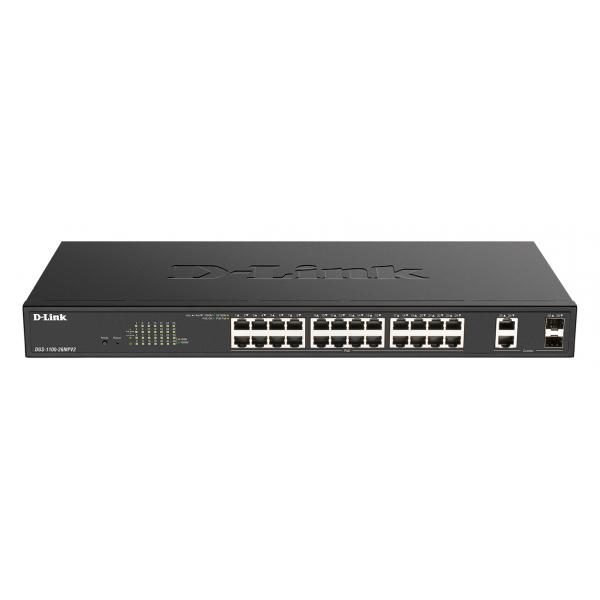 D-Link DGS-1100-26MPV2 switch di rete Gestito L2 Gigabit Ethernet (10/100/1000) Supporto Power over Ethernet (PoE) Nero