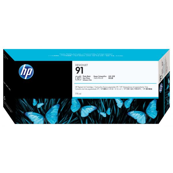 HP Cartuccia di inchiostro pigmentato nero fotografico originale DesignJet 91 da 775 ml