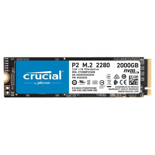 CRUCIAL - SSD interno - P2 - 2TB - M.2 Nvme (CT2000P2SSD8)