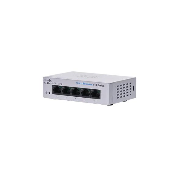 Cisco Business 110 Series 110-5T-D - Switch - unmanaged - 5 x 10/100/1000 - desktop, montabile su rack, montaggio a parete - alimentazione CC