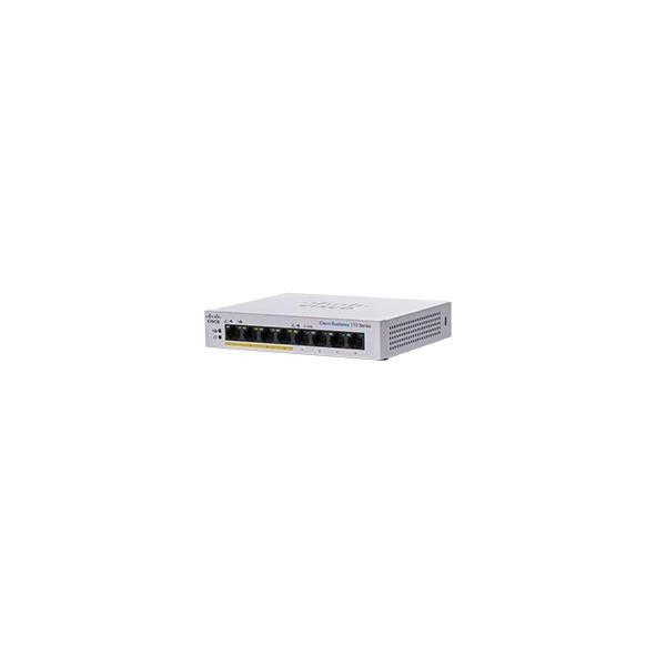 Cisco Business 110 Series 110-8PP-D - Switch - unmanaged - 4 x 10/100/1000 (PoE) + 4 x 10/100/1000 - desktop, montabile su rack, montaggio a parete - PoE (32 W) - alimentazione CC
