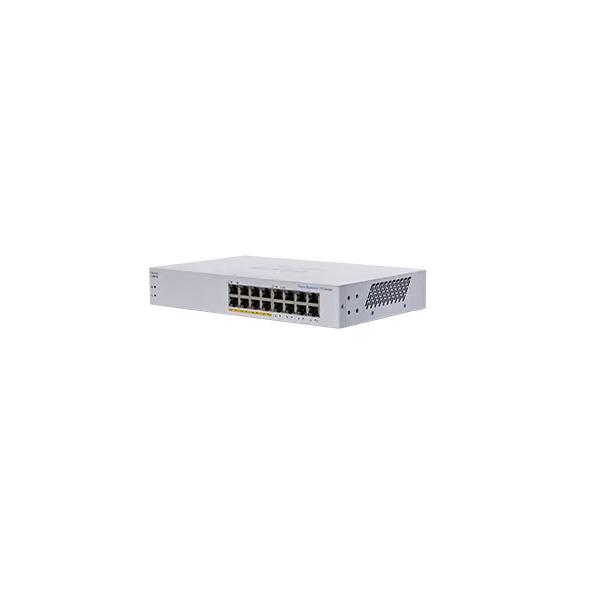 Cisco CBS110 Non gestito L2 Gigabit Ethernet [10/100/1000] Supporto Power over Ethernet [PoE] 1U Grigio (Cisco Business 110 Series 110-16PP - Switch - unmanaged - 8 x 10/100/1000 [PoE] + 8 x 10/100/1000 - desktop, montabile su rack, montaggio a parete - PoE [64 W])