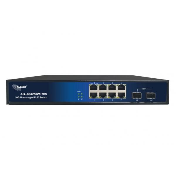 ALLNET ALL-SG8208PF-10G switch di rete Non gestito L2 Gigabit Ethernet (10/100/1000) Supporto Power over Ethernet (PoE) Nero, Blu