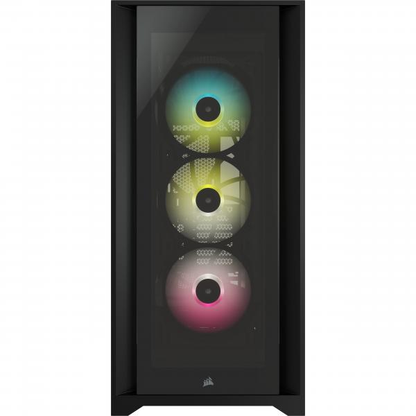 Corsair iCUE 5000X RGB Midi Tower Nero (Corsair iCUE 5000X RGB Gaming Case w/ 4x Tempered Glass Panels, E-ATX, 3 x AirGuide RGB Fans, Lighting Node CORE included, USB-C, Black)