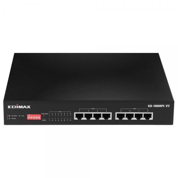 Edimax Nero Interruttore 8X Ge Gs-1008Pl V2 8Xpoe (8 Porte), Switch Di Rete, - Immagine 2