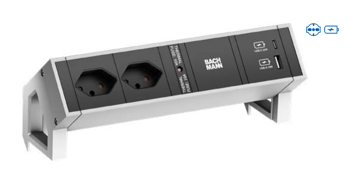 4064450 Bachmann Bachmann Desk 2 prolunghe e multiple 2 presa(e) AC Interno