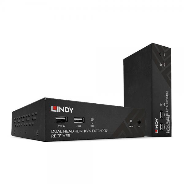 Extender HDBaseT Cat.6 KVM HDMI Dual Head, USB, IR & RS-232, 100m