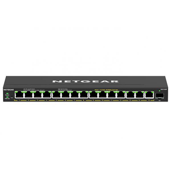NETGEAR GS316EP Gestito Gigabit Ethernet [10/100/1000] Supporto Power over Ethernet [PoE] Nero (16PT GE PLUS SWCH W/ POE+ - )