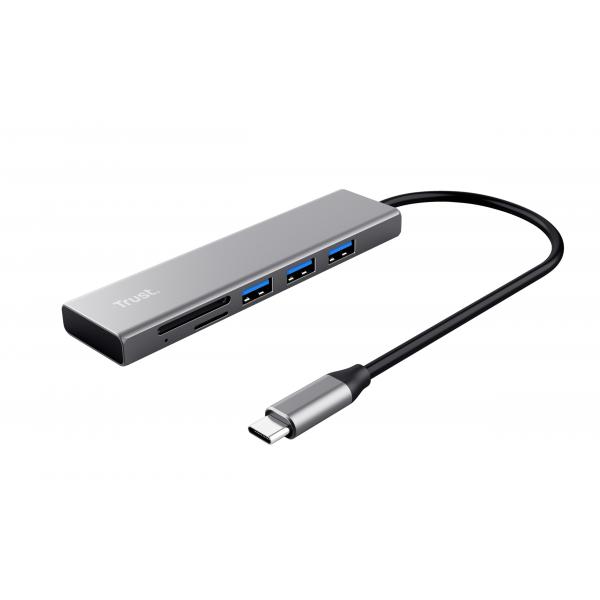 Trust TRUST HALYX FAST HUB USB-C A USB 3.2 CON CARD READER MICROSD SD SDHC SDXC ALLUMINIO