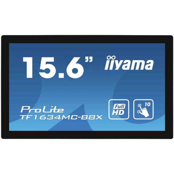 iiyama ProLite TF1634MC-B8X monitor touch screen 39,6 cm (15.6") 1920 x 1080 Pixel Multi-touch Multi utente Nero
